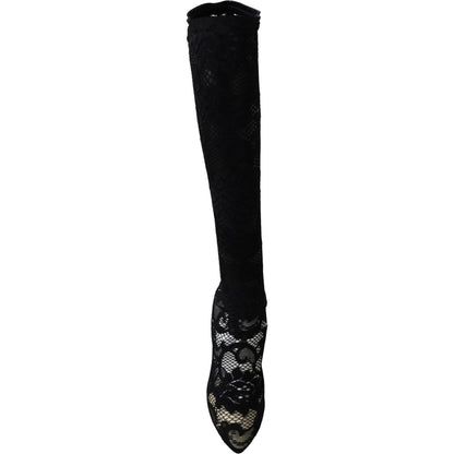 Dolce & Gabbana Black Taormina Lace Socks Boots Shoes Pumps Dolce & Gabbana