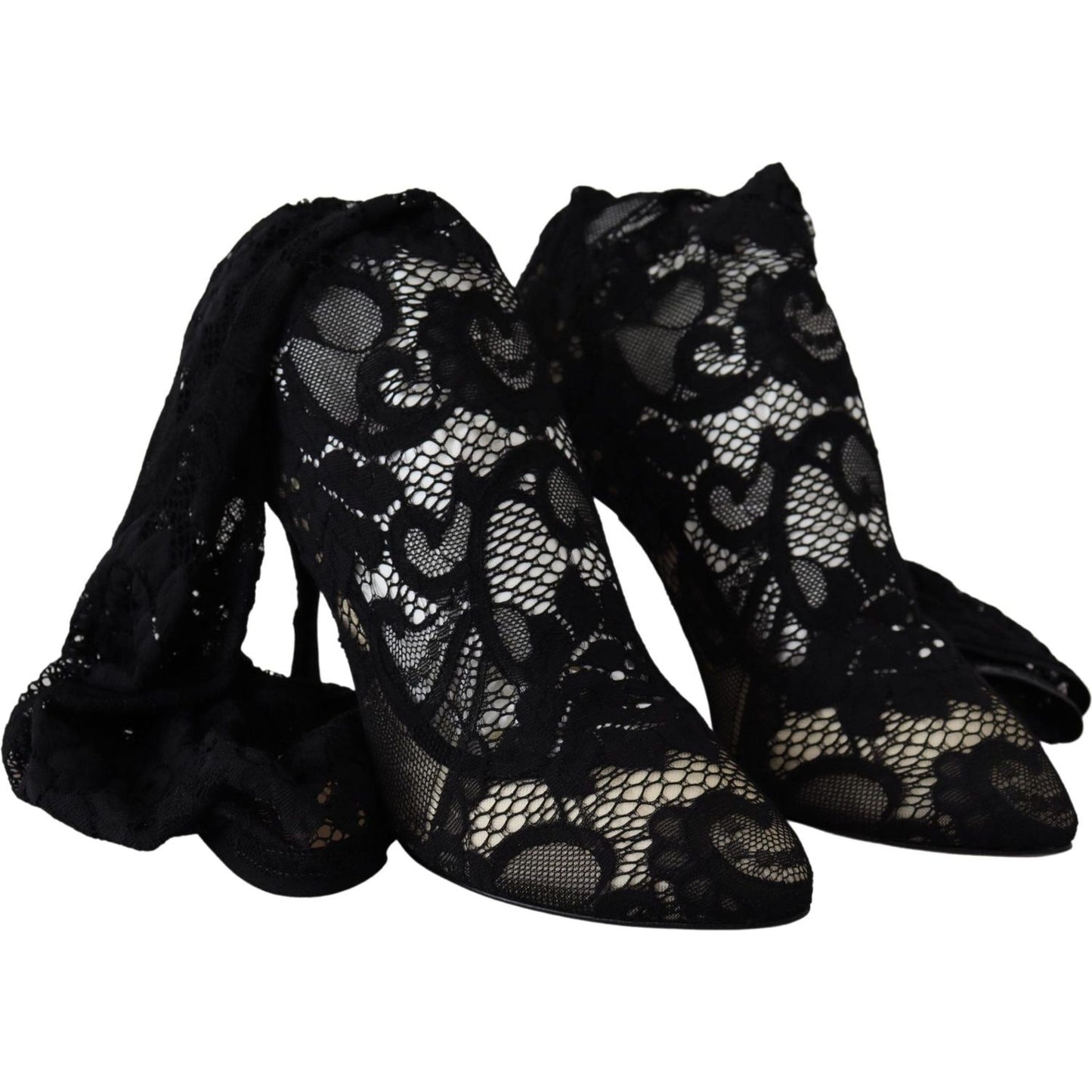 Dolce & Gabbana Black Taormina Lace Socks Boots Shoes Pumps Dolce & Gabbana