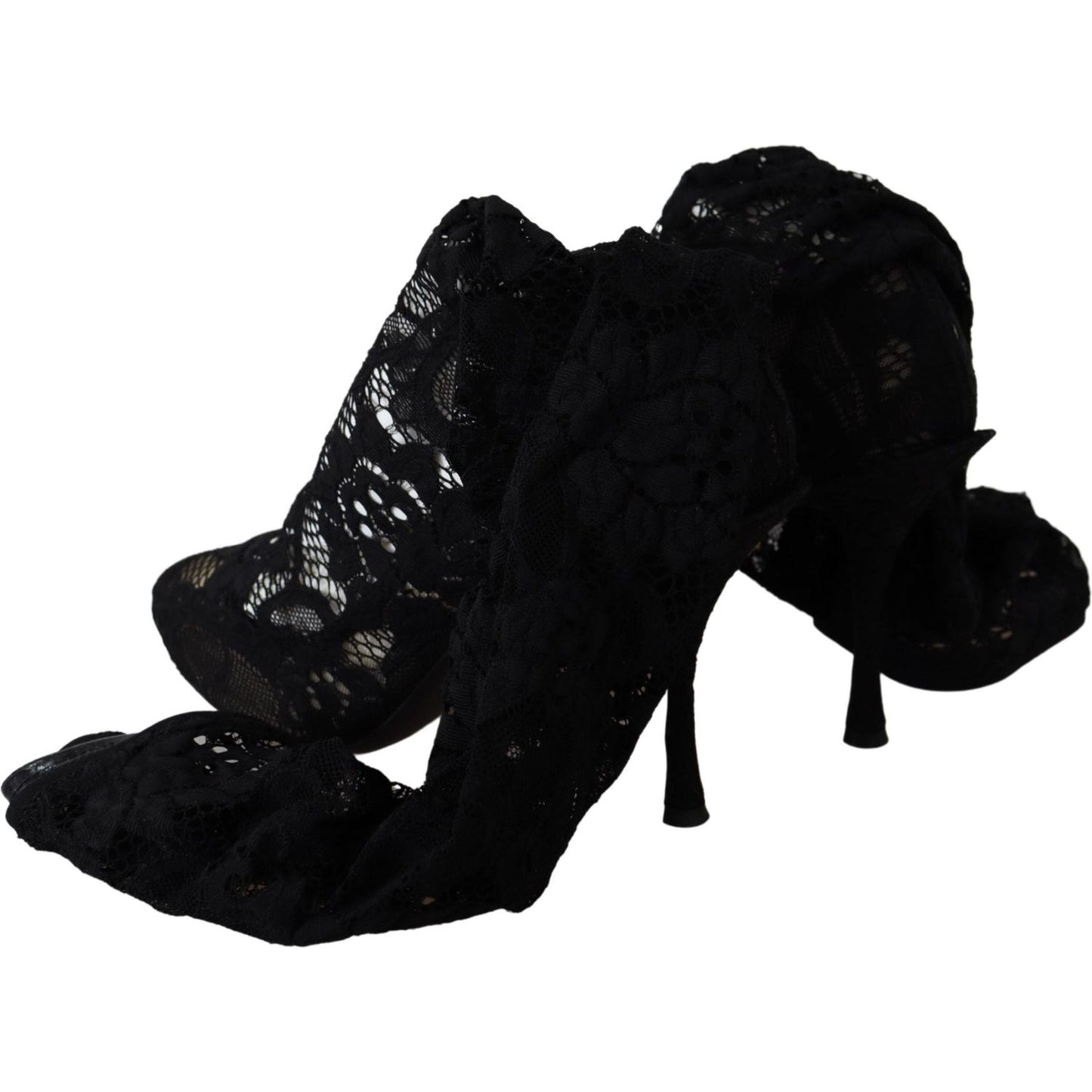 Dolce & Gabbana Black Taormina Lace Socks Boots Shoes Pumps Dolce & Gabbana