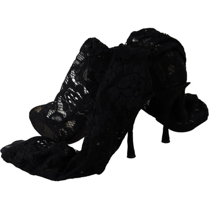 Dolce & Gabbana Black Taormina Lace Socks Boots Shoes Pumps Dolce & Gabbana