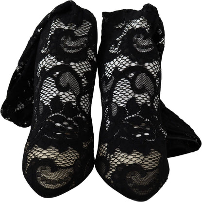 Dolce & Gabbana Black Taormina Lace Socks Boots Shoes Pumps Dolce & Gabbana