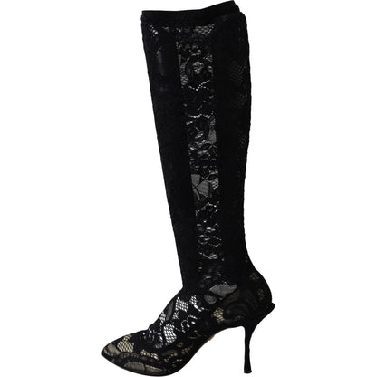 Dolce & Gabbana Black Taormina Lace Socks Boots Shoes Pumps Dolce & Gabbana