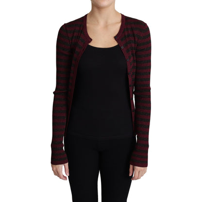 Dolce & Gabbana Black Red Striped Viscose Cardigan Sweater Dolce & Gabbana