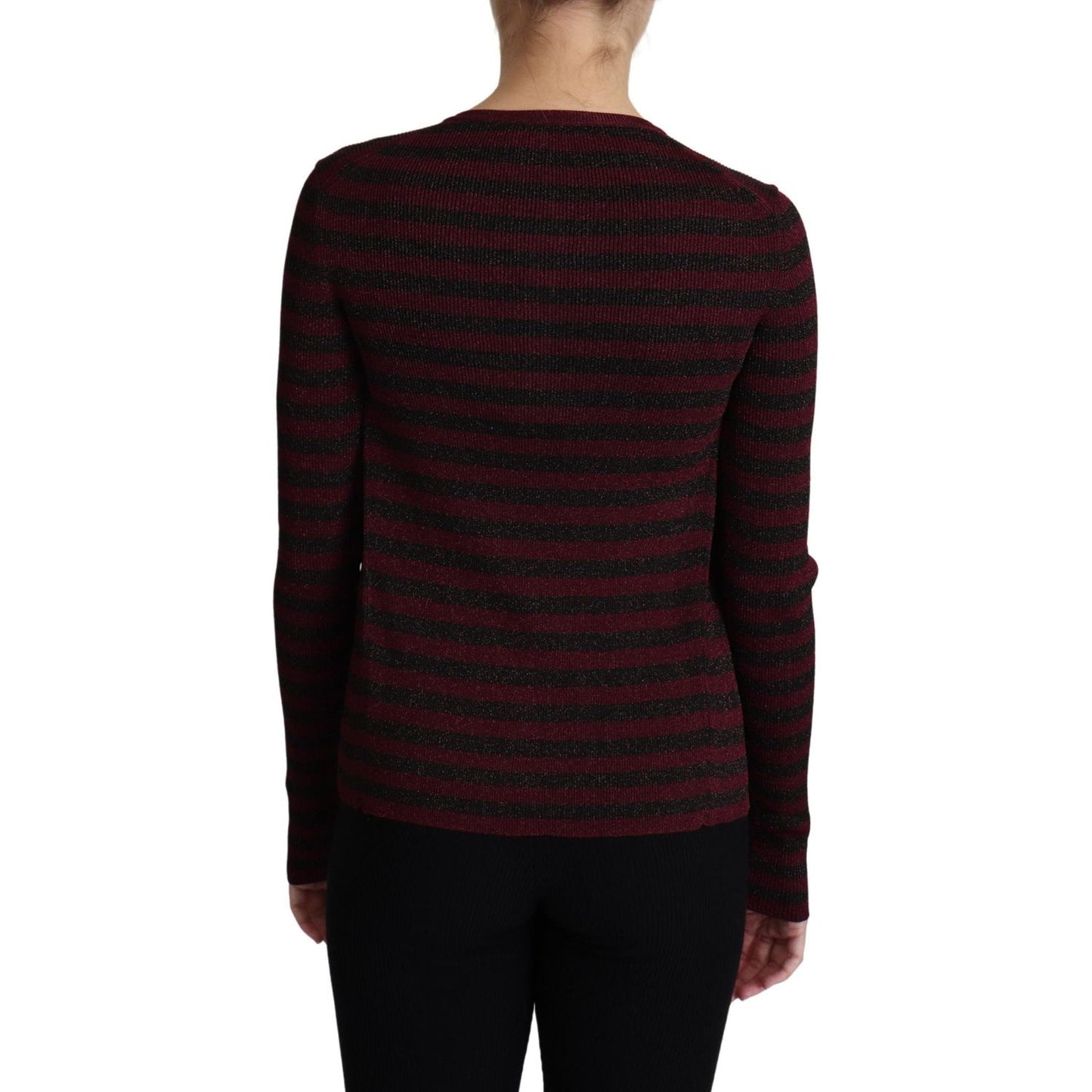 Dolce & Gabbana Black Red Striped Viscose Cardigan Sweater Dolce & Gabbana