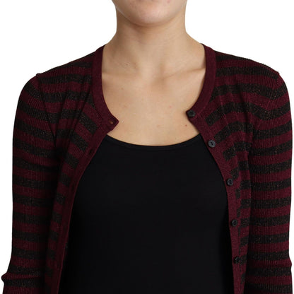 Dolce & Gabbana Black Red Striped Viscose Cardigan Sweater Dolce & Gabbana