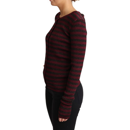 Dolce & Gabbana Black Red Striped Viscose Cardigan Sweater Dolce & Gabbana
