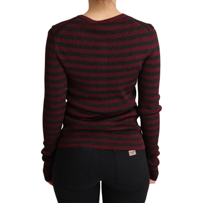 Dolce & Gabbana Black Red Striped Viscose Cardigan Sweater Dolce & Gabbana