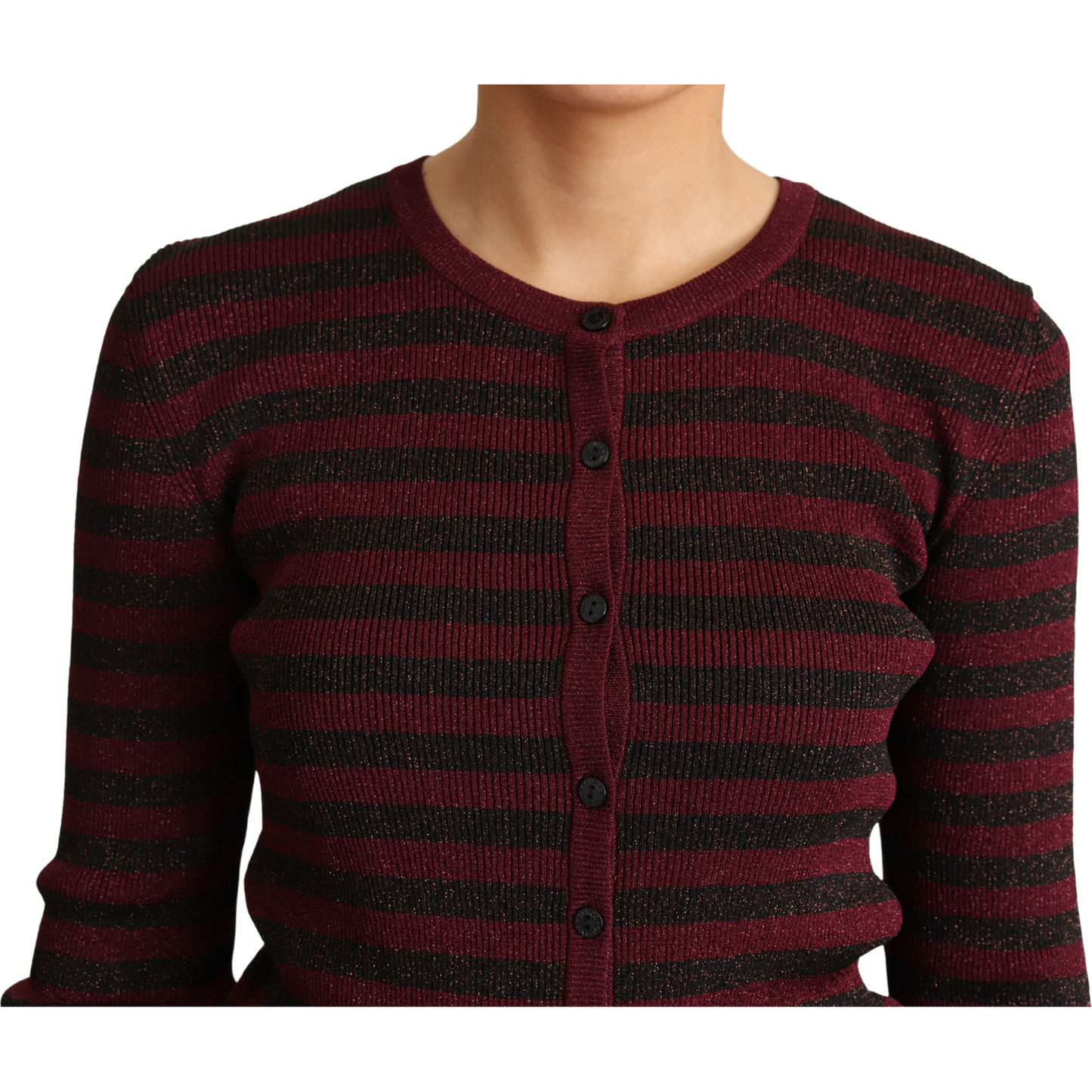 Dolce & Gabbana Black Red Striped Viscose Cardigan Sweater Dolce & Gabbana