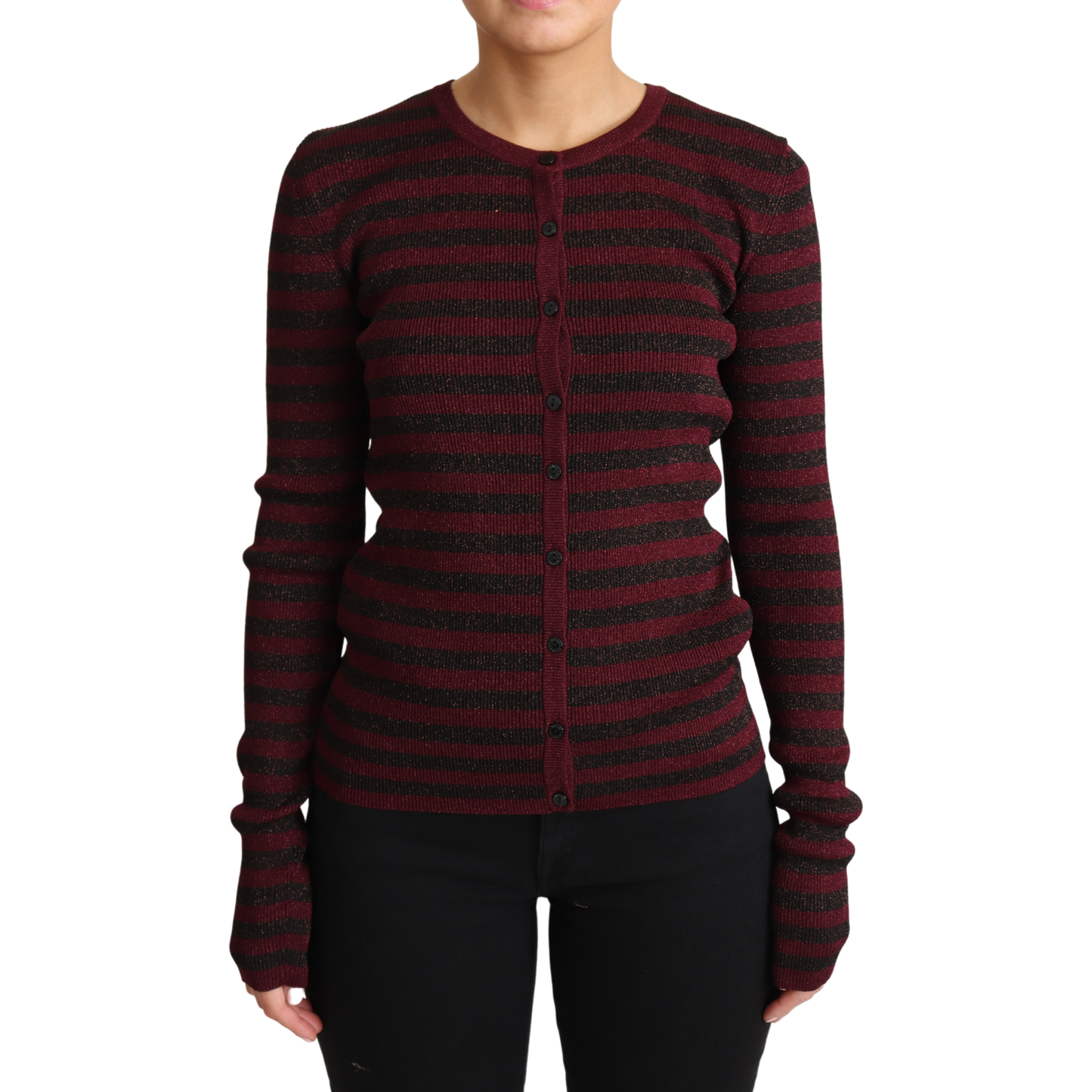 Dolce & Gabbana Black Red Striped Viscose Cardigan Sweater Dolce & Gabbana
