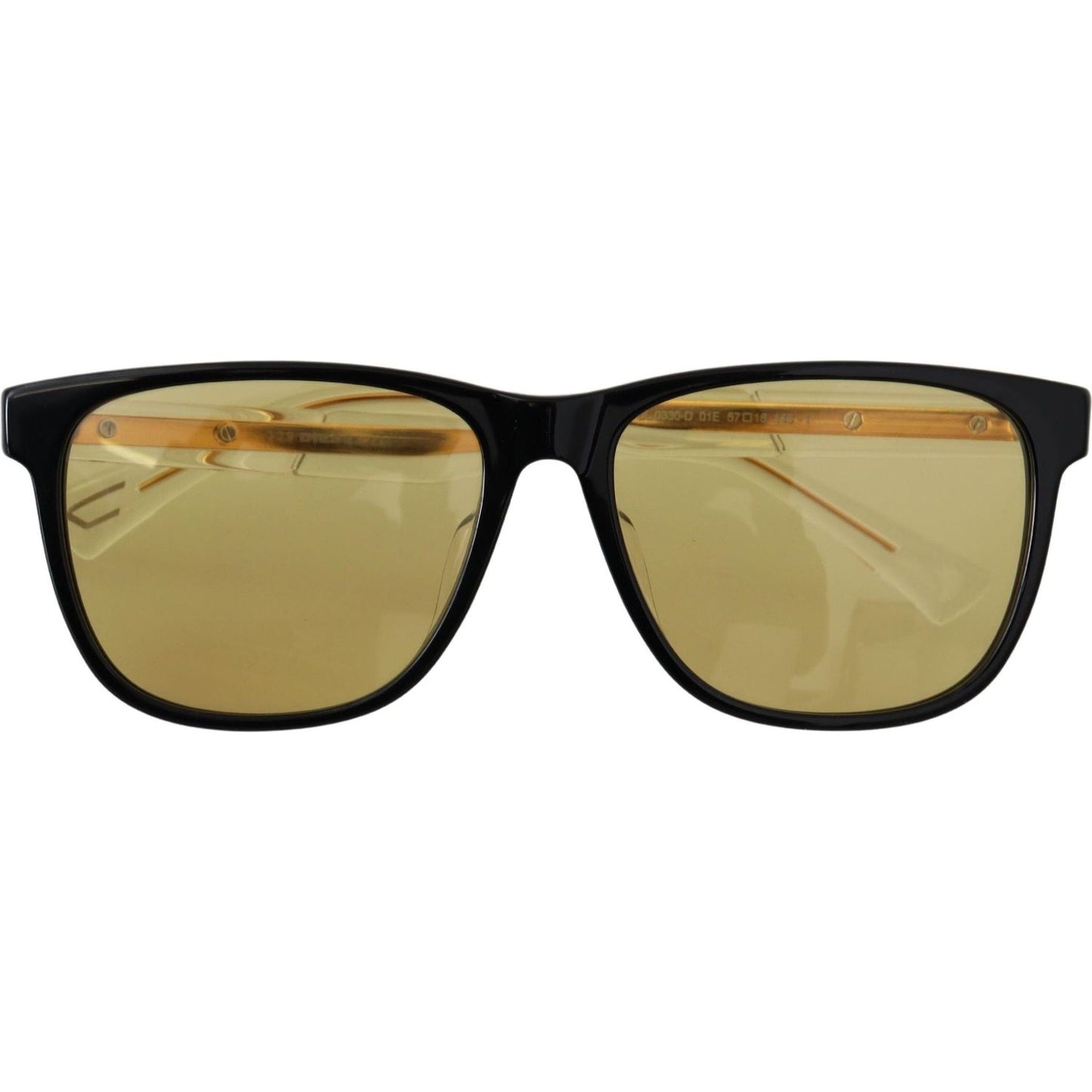 Chic Black Acetate Sunglasses with Yellow Lenses