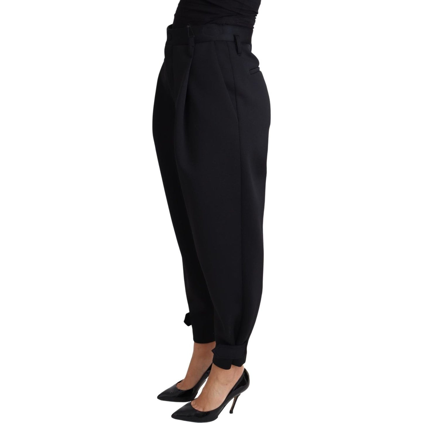 Dolce & Gabbana Black Cropped Dress High Waist Polyester Pants Dolce & Gabbana