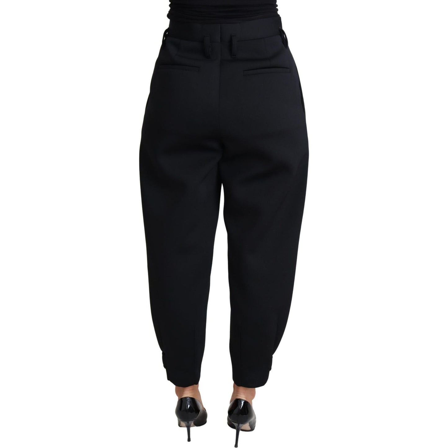 Dolce & Gabbana Black Cropped Dress High Waist Polyester Pants Dolce & Gabbana