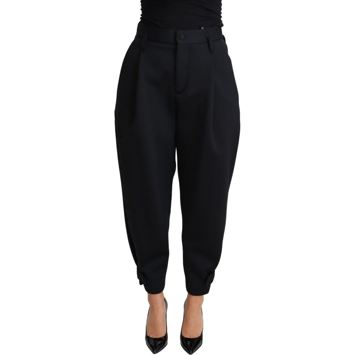 Dolce & Gabbana Black Cropped Dress High Waist Polyester Pants Dolce & Gabbana