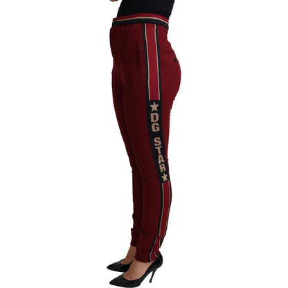 Dolce & Gabbana Red DG Star Striped Skinny Cotton Pant Dolce & Gabbana