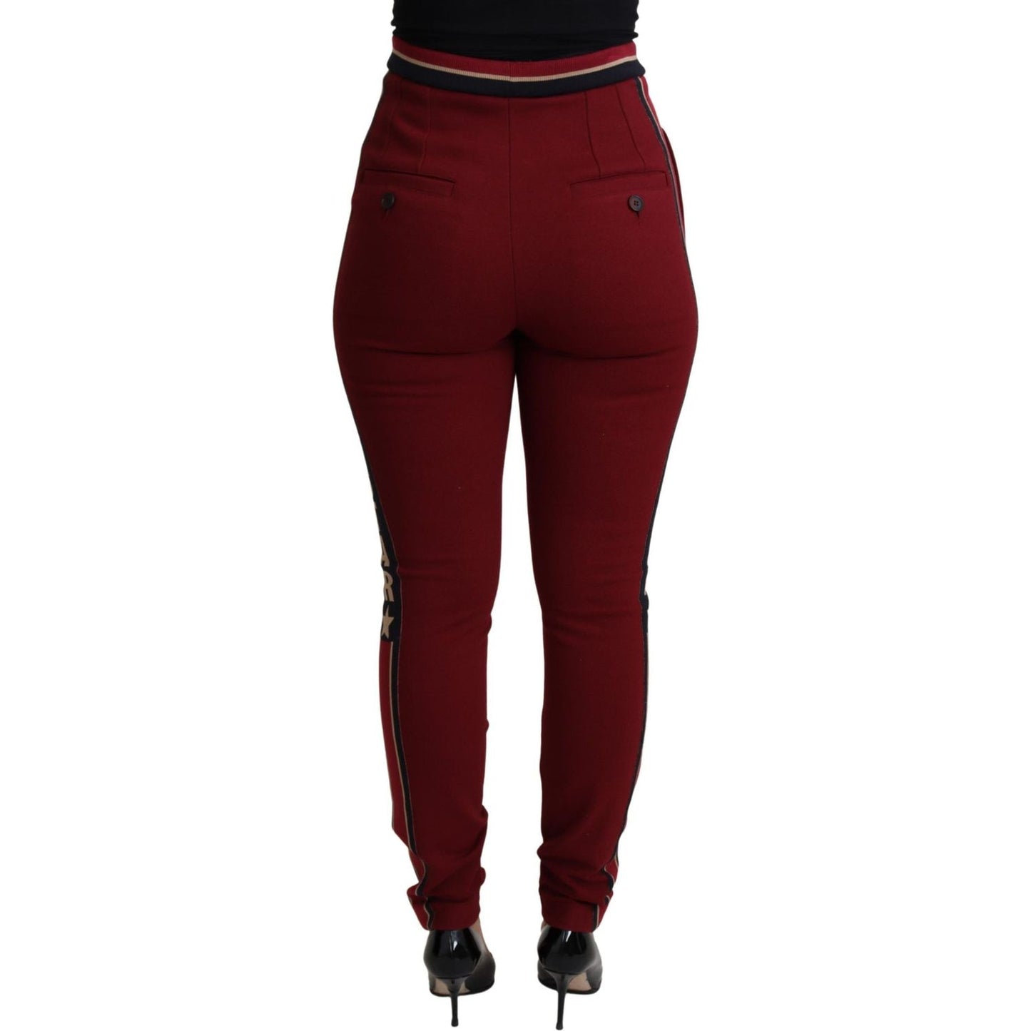 Dolce & Gabbana Red DG Star Striped Skinny Cotton Pant Dolce & Gabbana