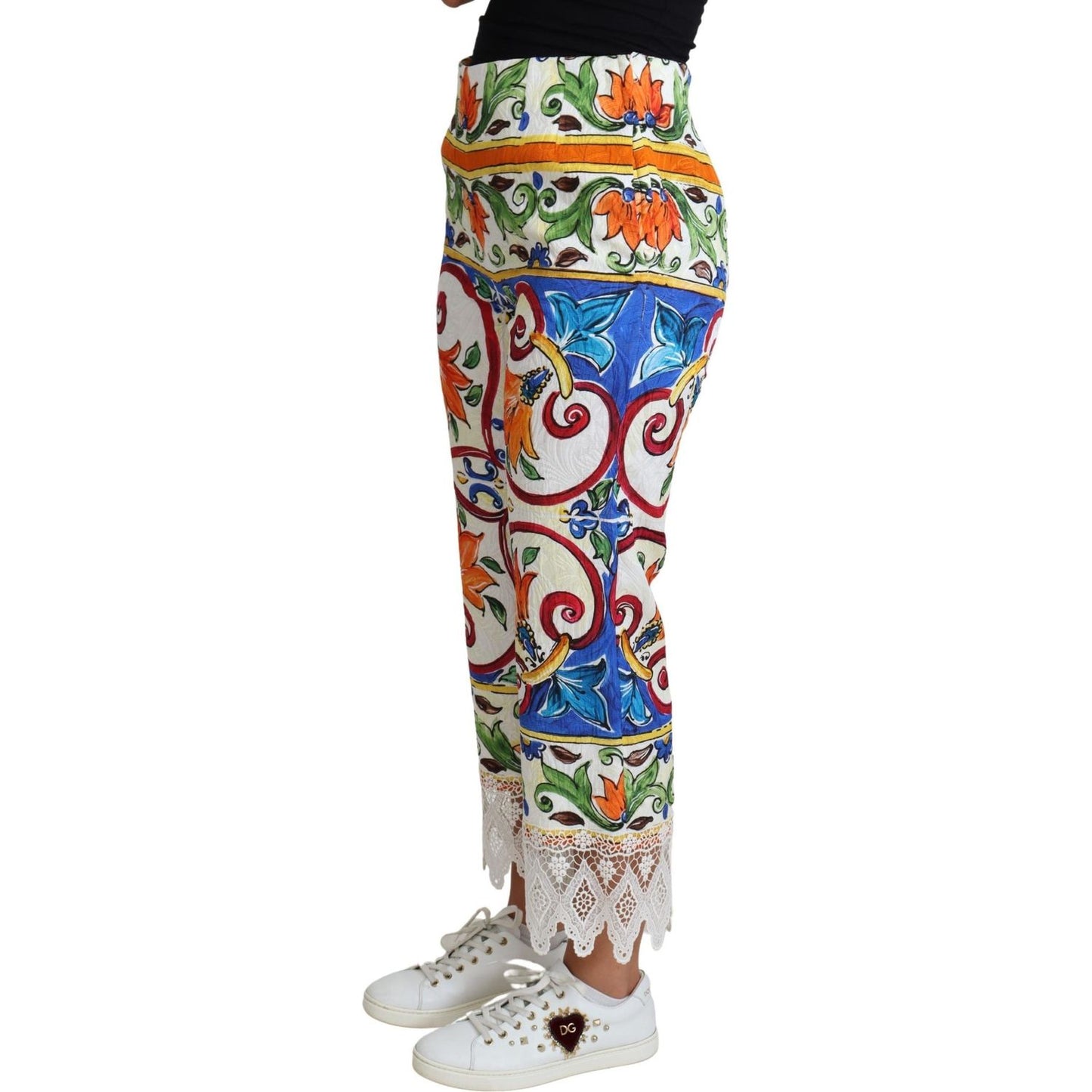 Dolce & Gabbana Multicolor Majolica Print Trouser Cotton Pants Dolce & Gabbana