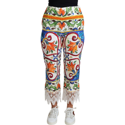 Dolce & Gabbana Multicolor Majolica Print Trouser Cotton Pants Dolce & Gabbana