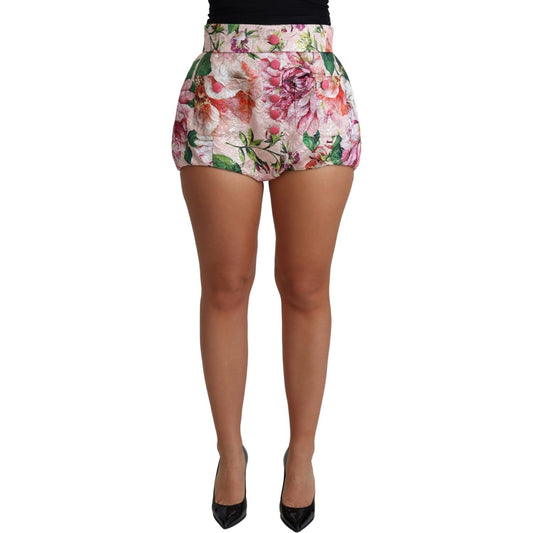 Dolce & Gabbana Pink Cotton Floral Print Hot Pants Short Dolce & Gabbana