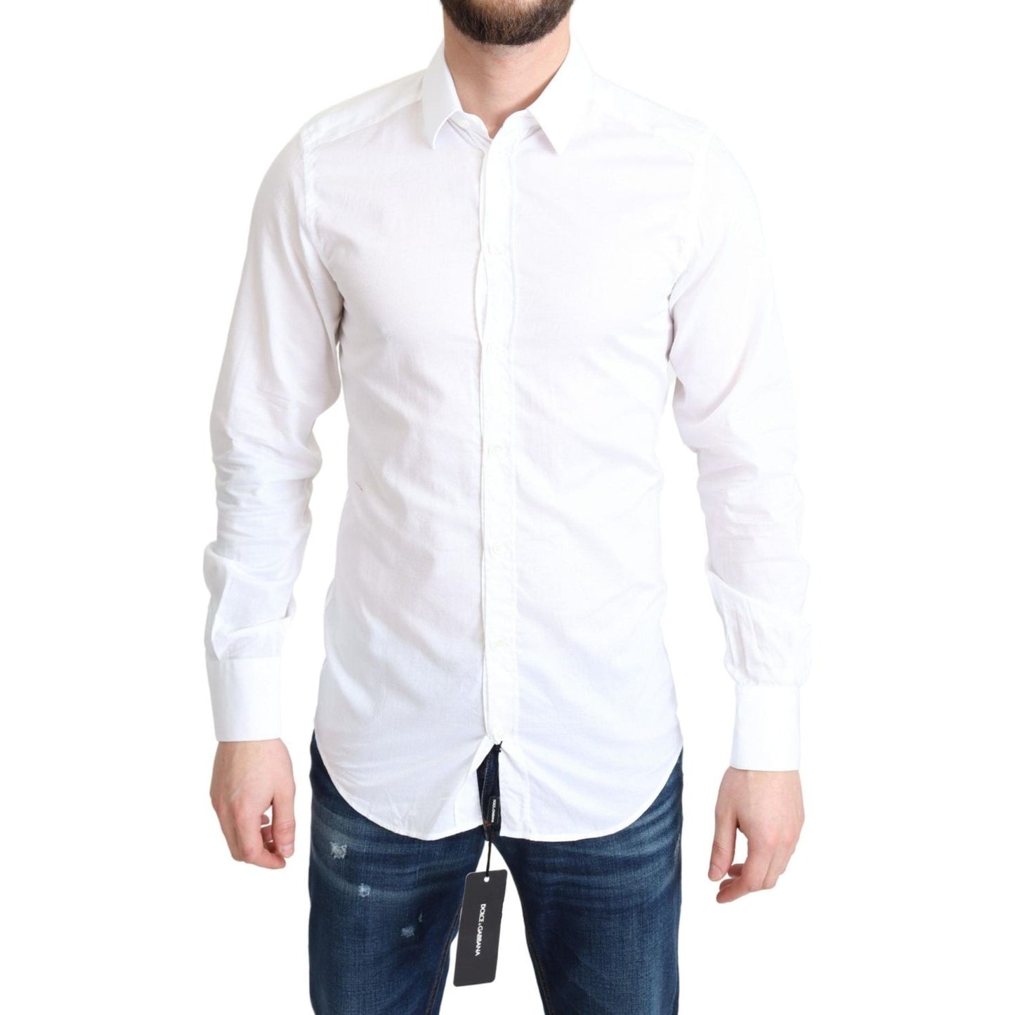 Dolce & Gabbana White Cotton Long Sleeves Formal Shirt Dolce & Gabbana