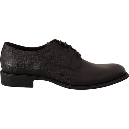 Dolce & Gabbana Black Leather Lace Up Mens Formal Derby Shoes Dolce & Gabbana