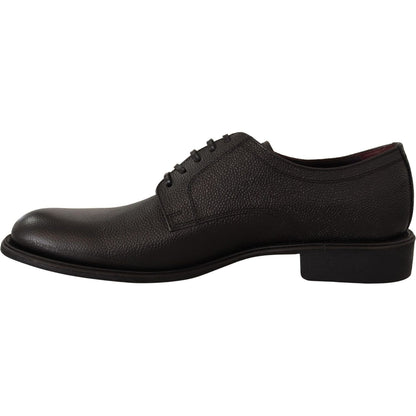 Dolce & Gabbana Black Leather Lace Up Mens Formal Derby Shoes Dolce & Gabbana