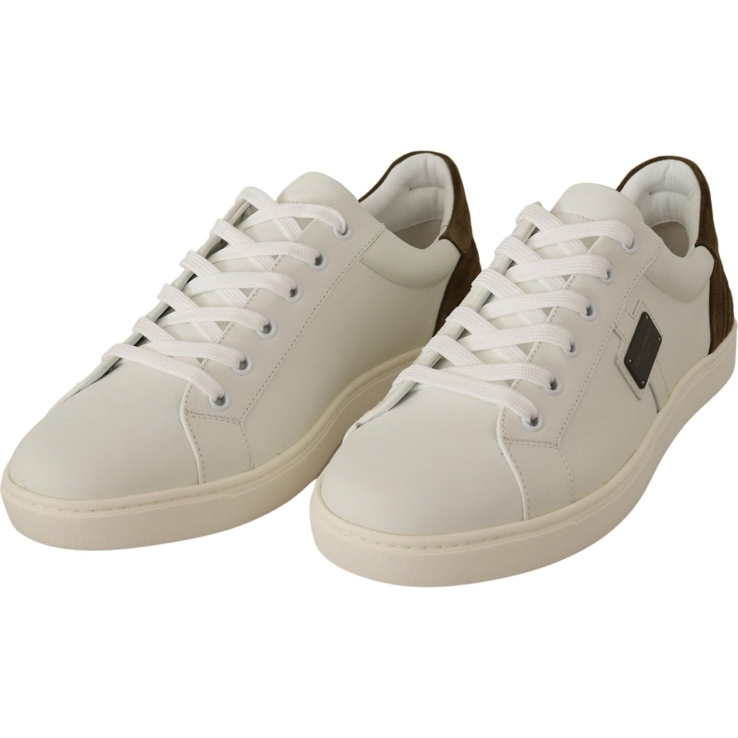 Dolce & Gabbana White Suede Leather Mens Low Tops Sneakers Dolce & Gabbana