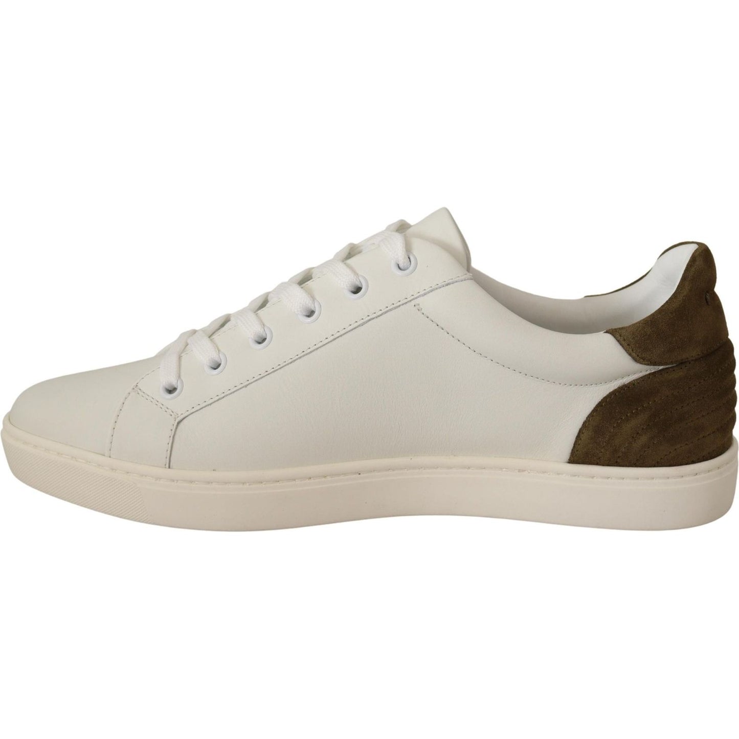 Dolce & Gabbana White Suede Leather Mens Low Tops Sneakers Dolce & Gabbana