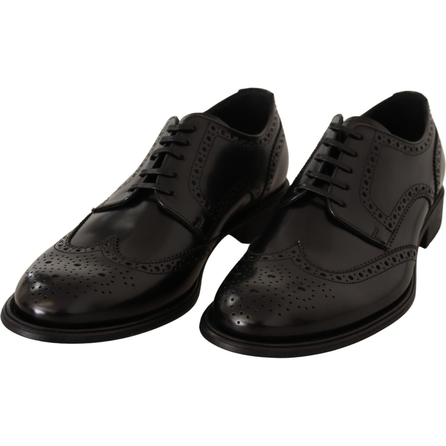Dolce & Gabbana Black Leather Oxford Wingtip Formal Shoes Dolce & Gabbana