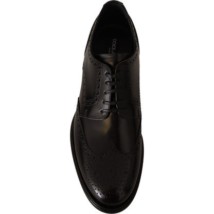 Dolce & Gabbana Black Leather Oxford Wingtip Formal Shoes Dolce & Gabbana