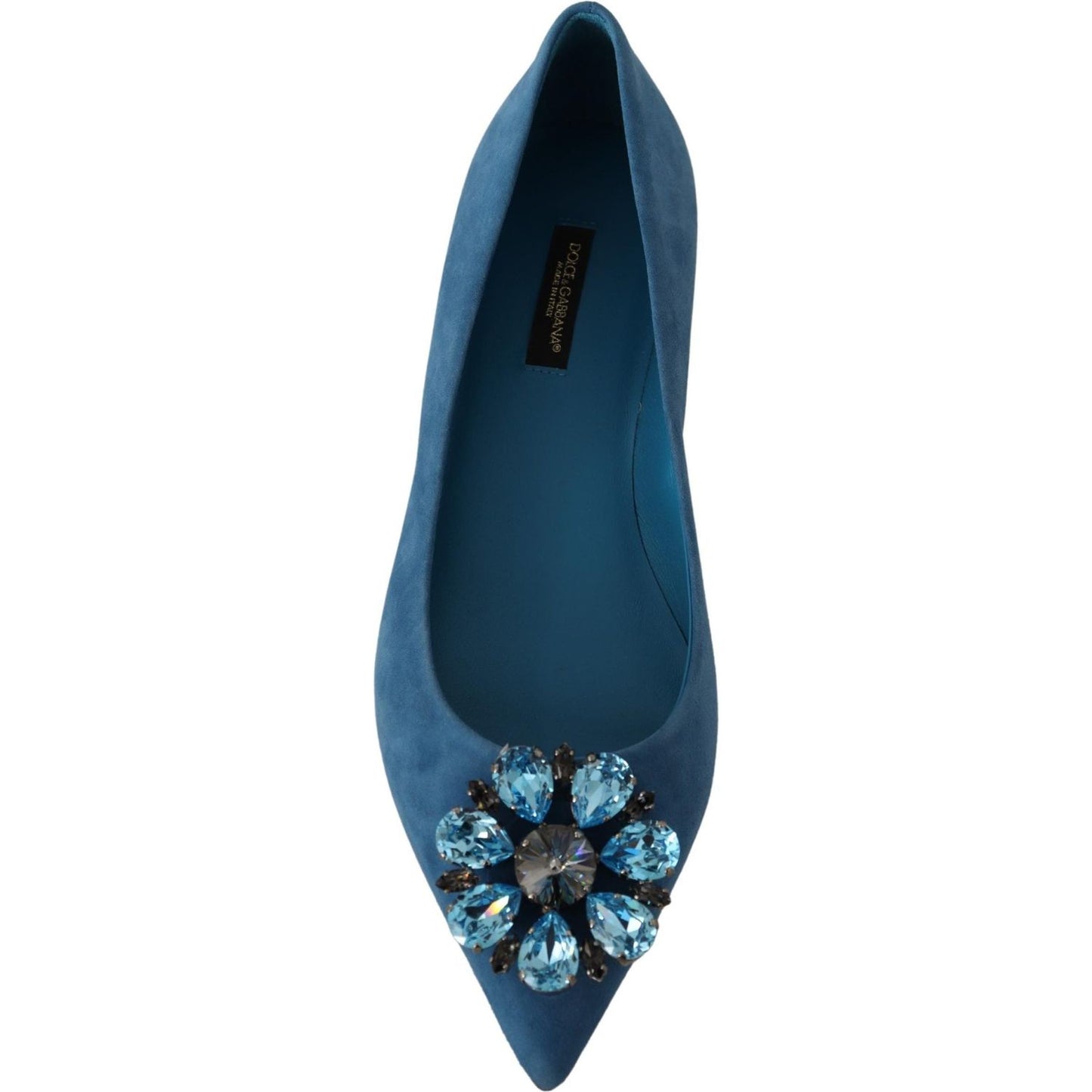 Dolce & Gabbana Blue Suede Crystals Loafers Flats Shoes Dolce & Gabbana