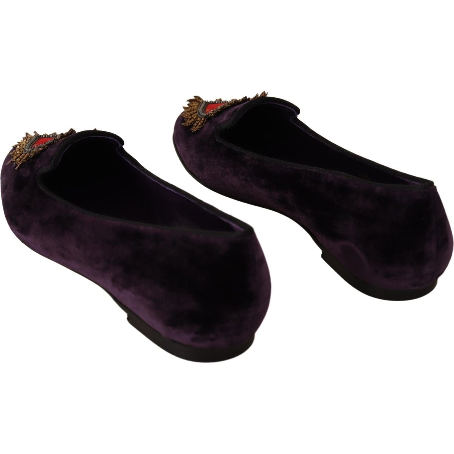 Dolce & Gabbana Purple Velvet DG Heart Loafers Flats Shoes Dolce & Gabbana