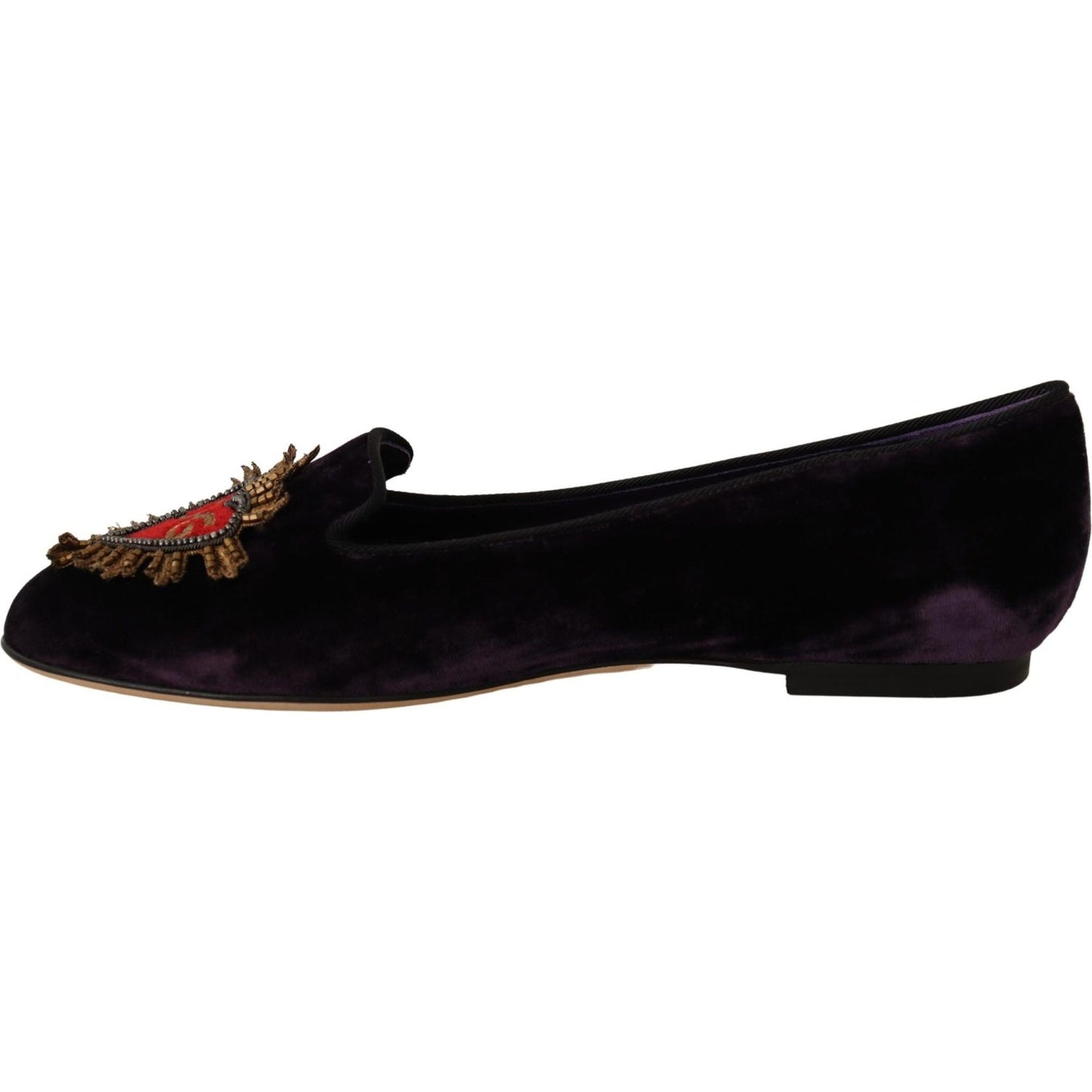 Dolce & Gabbana Purple Velvet DG Heart Loafers Flats Shoes Dolce & Gabbana
