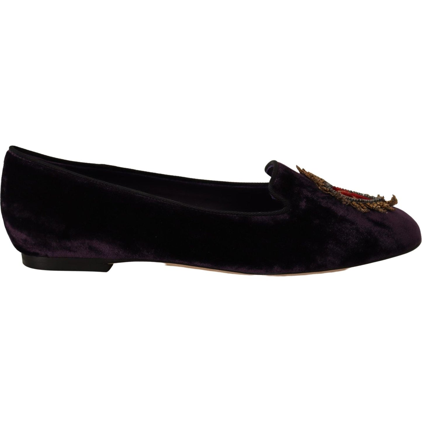 Dolce & Gabbana Purple Velvet DG Heart Loafers Flats Shoes Dolce & Gabbana