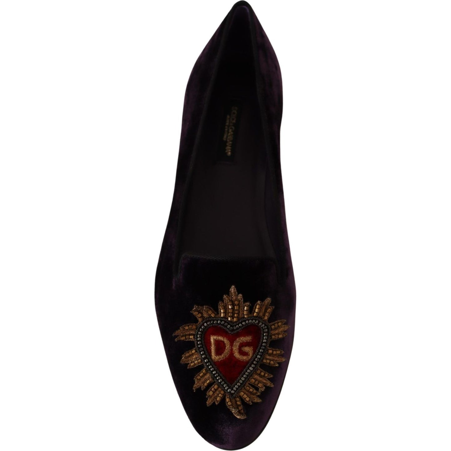 Dolce & Gabbana Purple Velvet DG Heart Loafers Flats Shoes Dolce & Gabbana