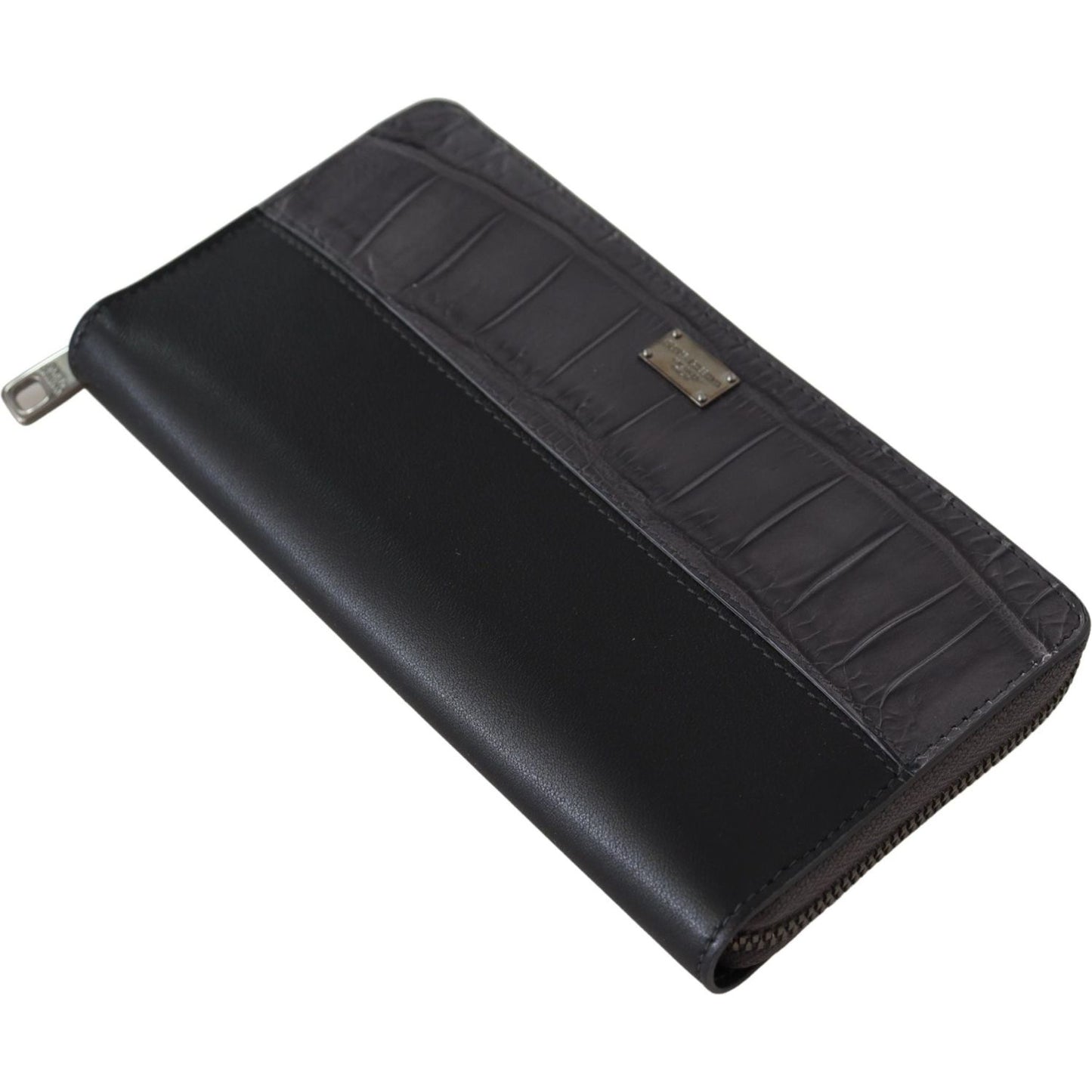 Dolce & Gabbana Black Zip Around Continental Clutch Leather Wallet Dolce & Gabbana