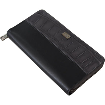 Dolce & Gabbana Black Zip Around Continental Clutch Leather Wallet Dolce & Gabbana