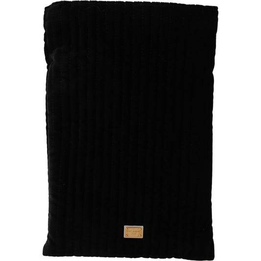 Dolce & Gabbana Black Velvet Quilt Drawstring Logo Plaque Pouch Bag Dolce & Gabbana