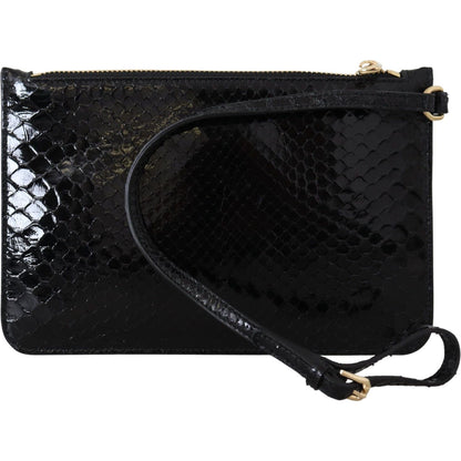 Dolce & Gabbana Black Leather Coin Purse Wristlet Mirror Agnese Wallet Dolce & Gabbana