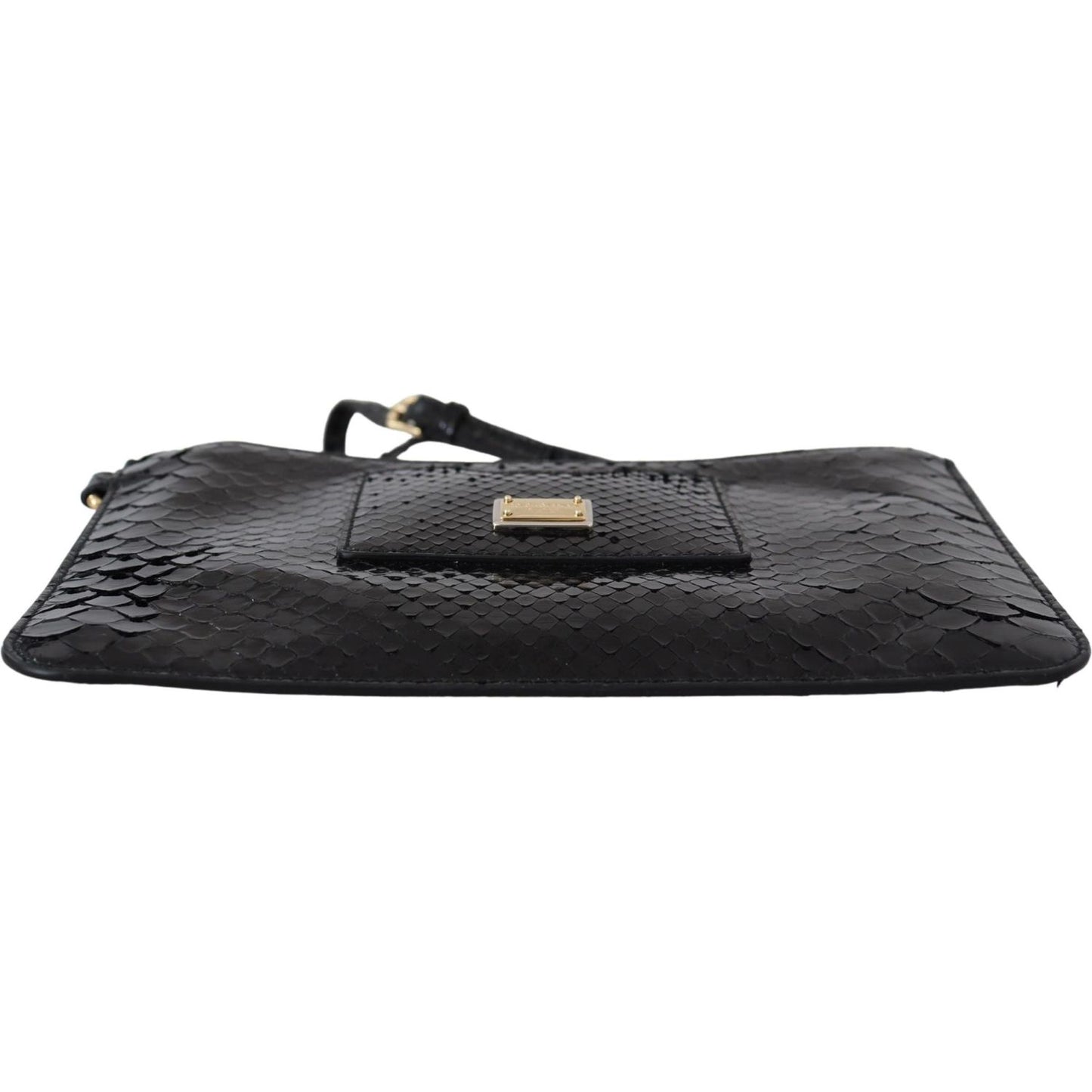 Dolce & Gabbana Black Leather Coin Purse Wristlet Mirror Agnese Wallet Dolce & Gabbana