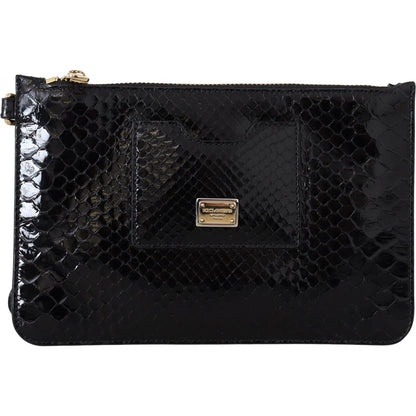 Dolce & Gabbana Black Leather Coin Purse Wristlet Mirror Agnese Wallet Dolce & Gabbana