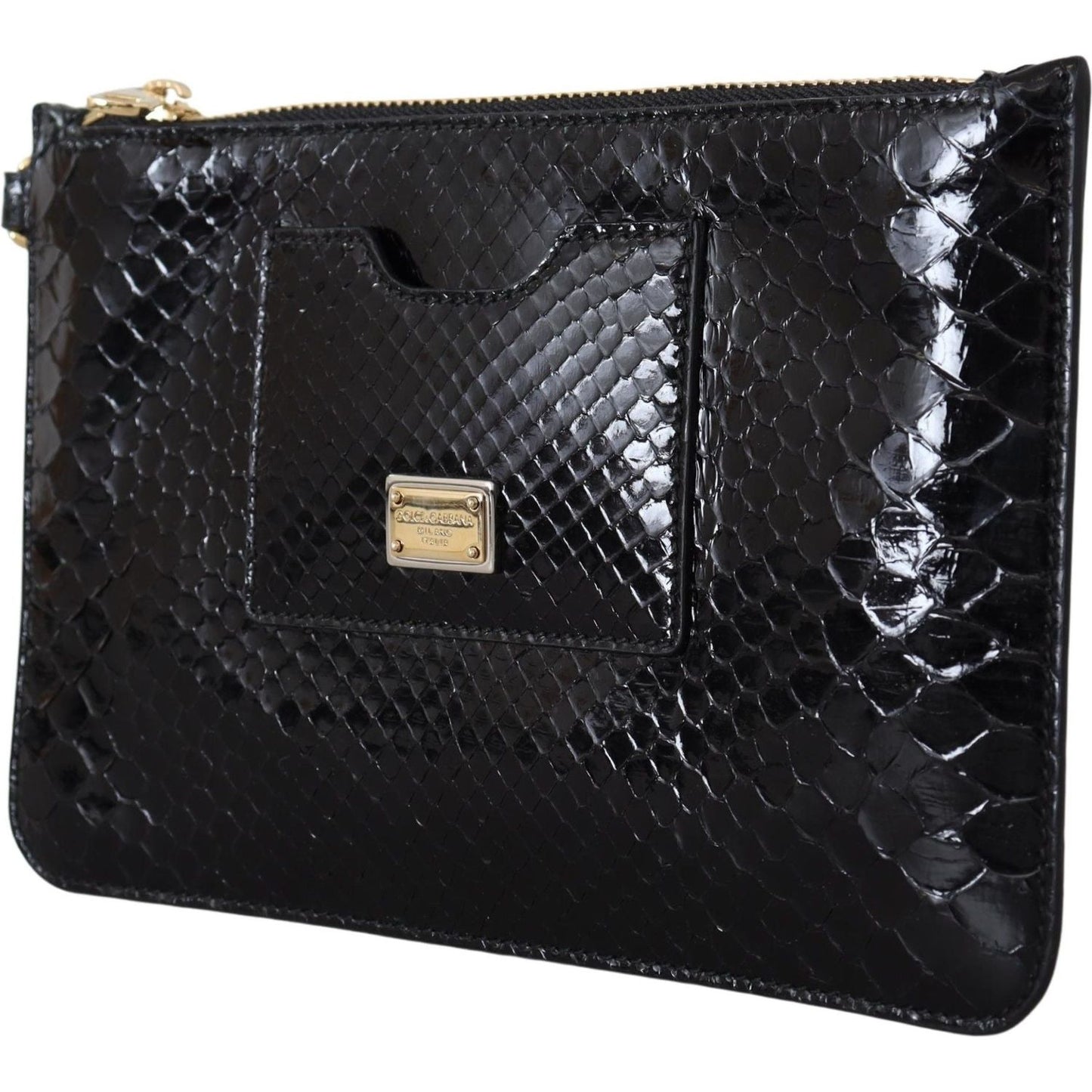 Dolce & Gabbana Black Leather Coin Purse Wristlet Mirror Agnese Wallet Dolce & Gabbana