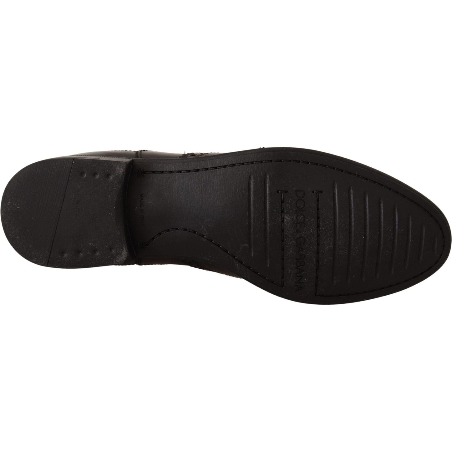 Dolce & Gabbana Black Leather Ankle High Flat Boots Shoes Dolce & Gabbana