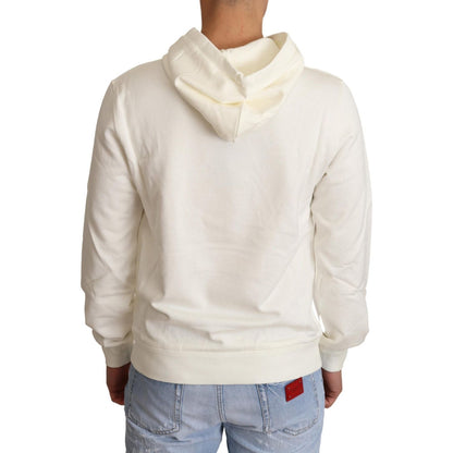 Dolce & Gabbana White King Ceasar Cotton Hooded Sweater Dolce & Gabbana
