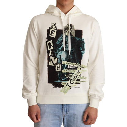 Dolce & Gabbana White King Ceasar Cotton Hooded Sweater Dolce & Gabbana