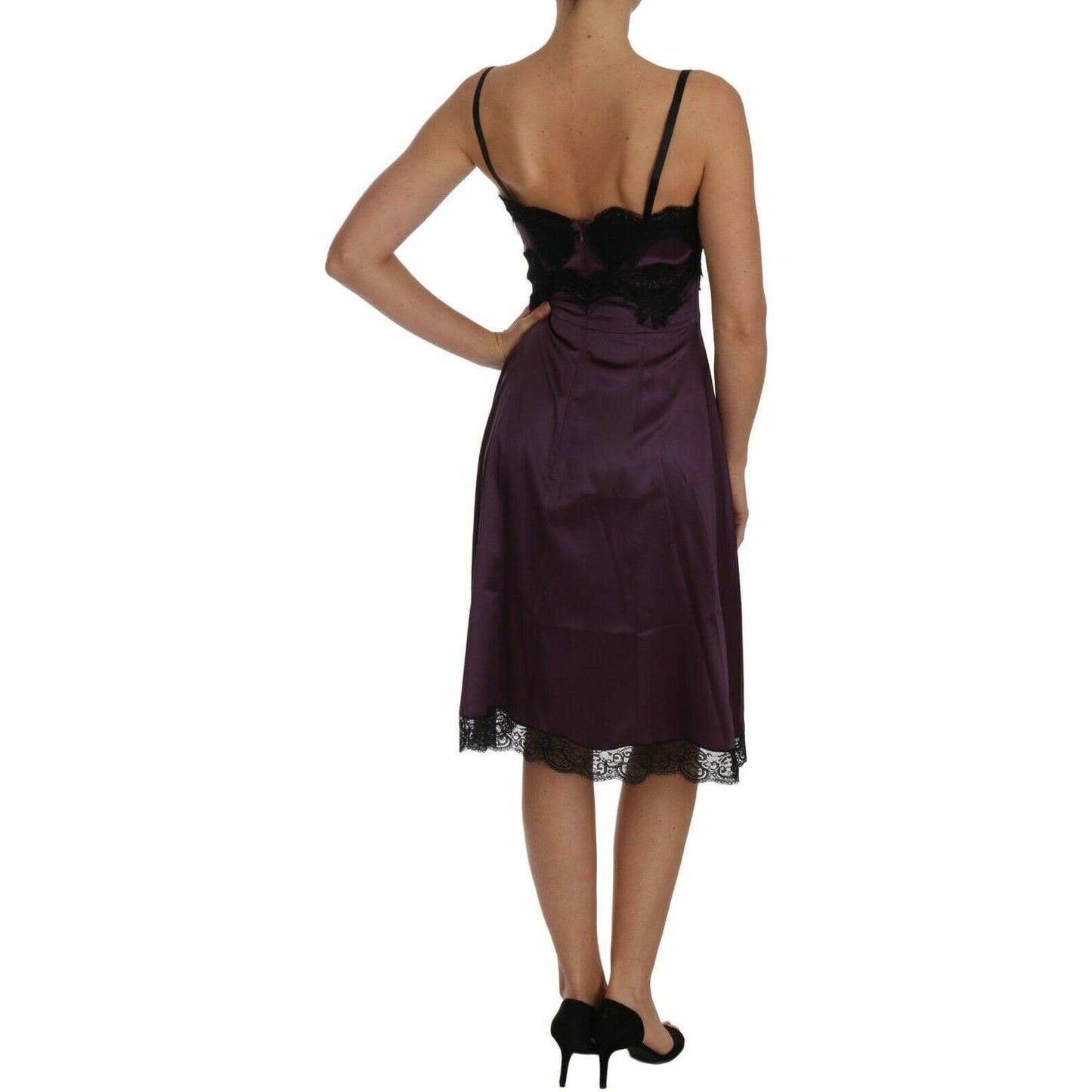 Elegant Purple Silk Lace Chemise Dress