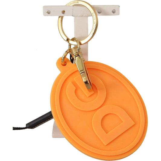 Dolce & Gabbana Orange Rubber DG Logo Gold Brass Metal Keychain Dolce & Gabbana