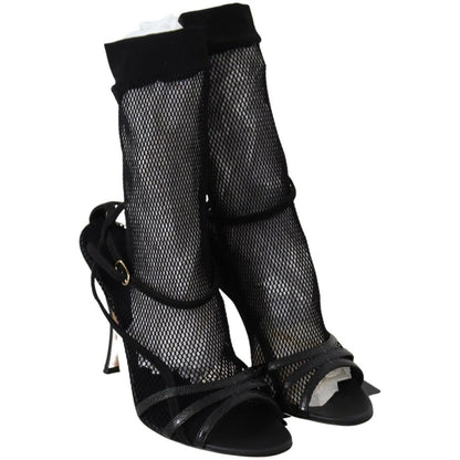 Dolce & Gabbana Black Suede Short Boots Sandals Shoes Dolce & Gabbana