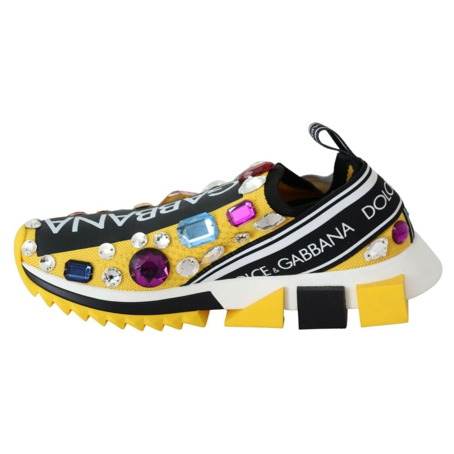 Dolce & Gabbana Yellow Multicolor Crystals Sneakers Shoes