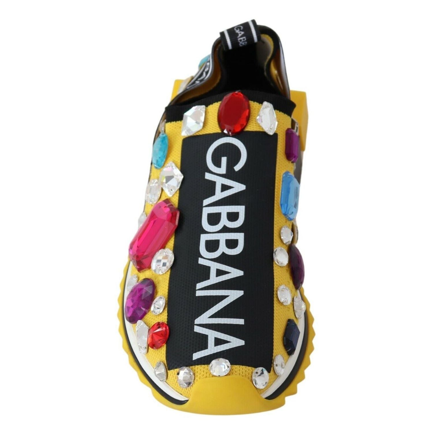 Dolce & Gabbana Yellow Multicolor Crystals Sneakers Shoes