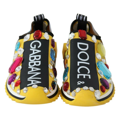 Dolce & Gabbana Yellow Multicolor Crystals Sneakers Shoes